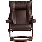 BenchMaster Morgan Sillón Reclinable de Piel Sintética Java Sillón Moderno Otomana Reposapiés Reclinación Manual Ergonómica Giratoria para Dormitorio Sala de Estar Lectura