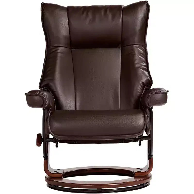 BenchMaster Morgan Sillón Reclinable de Piel Sintética Java Sillón Moderno Otomana Reposapiés Reclinación Manual Ergonómica Giratoria para Dormitorio Sala de Estar Lectura
