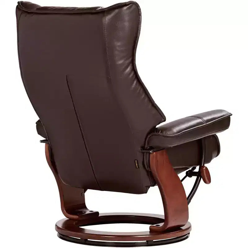 BenchMaster Morgan Sillón Reclinable de Piel Sintética Java Sillón Moderno Otomana Reposapiés Reclinación Manual Ergonómica Giratoria para Dormitorio Sala de Estar Lectura