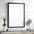 Espejo decorativo de pared rectangular Uttermost Braddock para tocador, rústico, con borde biselado, remaches en relieve, marco de metal negro, 71 cm de ancho para baño y sala de estar