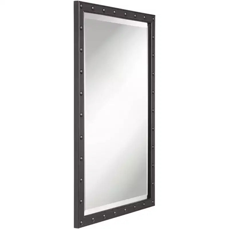 Espejo decorativo de pared rectangular Uttermost Braddock para tocador, rústico, con borde biselado, remaches en relieve, marco de metal negro, 71 cm de ancho para baño y sala de estar