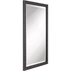 Espejo decorativo de pared rectangular Uttermost Braddock para tocador, rústico, con borde biselado, remaches en relieve, marco de metal negro, 71 cm de ancho para baño y sala de estar