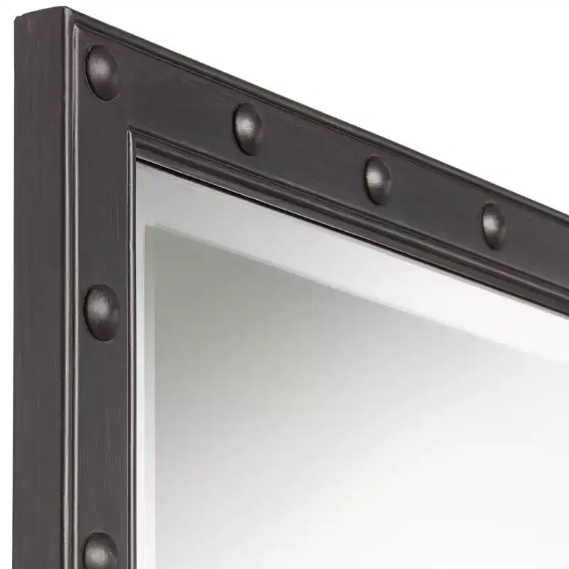 Espejo decorativo de pared rectangular Uttermost Braddock para tocador, rústico, con borde biselado, remaches en relieve, marco de metal negro, 71 cm de ancho para baño y sala de estar