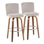 LumiSource Set of 2 Henry Barstools Walnut Fabric/Chrome Metal
